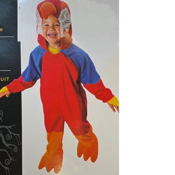 Baby Parrot Bird Halloween Costume 6/12 mths Red 1 Piece Hooded Jumpsuit Unisex - Picture 1 of 4